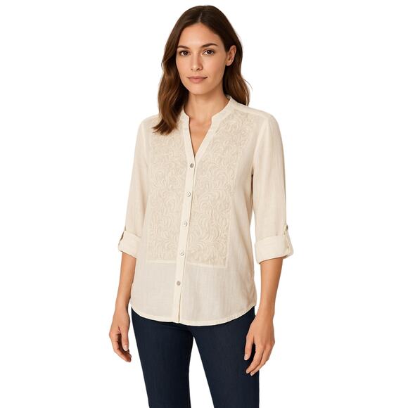 Reba Embroidered Lace Front Blouse – Women’s Size S - Picture 1 of 5